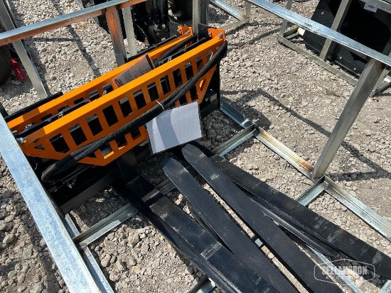 Unused 2026 LandHonor HPF-11-3000G 48in Hydraulic Pallet Forks Skid Steer Attachment [YARD 1]