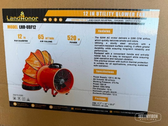 Unused 2026 LandHonor LHR-UBF12 12in Utility Blower Fan [YARD 1]