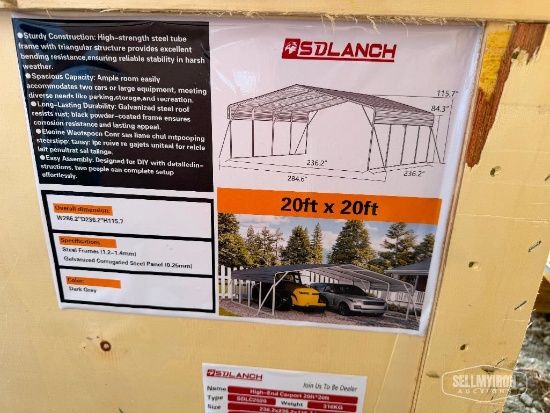 Unused 2026 SDLC2020 20 ft x 20 ft Galvanized Steel Carport [YARD 1]