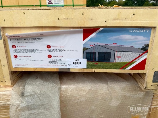 Unused 2026 SDL2533DGMS 25 ft x 33 ft Double Garage Metal Shed [YARD 1]
