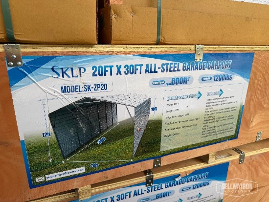 Unused 2026 SKLP SK-ZP20 20-ft 30-ft All-Steel Garage Carport [YARD 1]