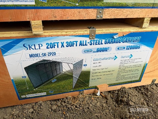 Unused 2026 SKLP SK-ZP20 20-ft 30-ft All-Steel Garage Carport [YARD 1]