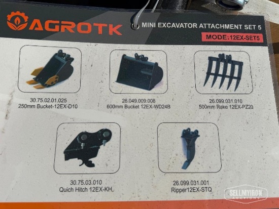 Unused 2026 AGT 12EX-SET5 5-Piece Mini Excavator Attachment Set [YARD 1]