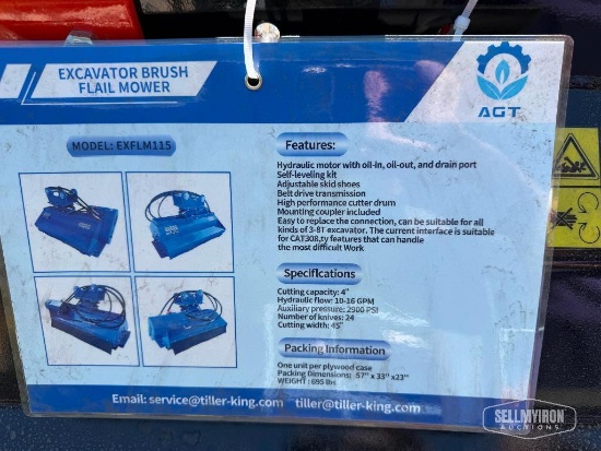 Unused 2026 AGT EXFLM115 Flail Mower Excavator Attachment [YARD 1]