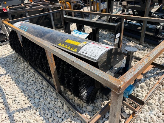 Unused 2026 Mower King SSAB72 74in Angle Broom Skid Steer Attachment [YARD 1]