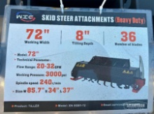 Unused 2026 WIG XN-XG01-72 Tiller Skid Steer Attachment [YARD 1]