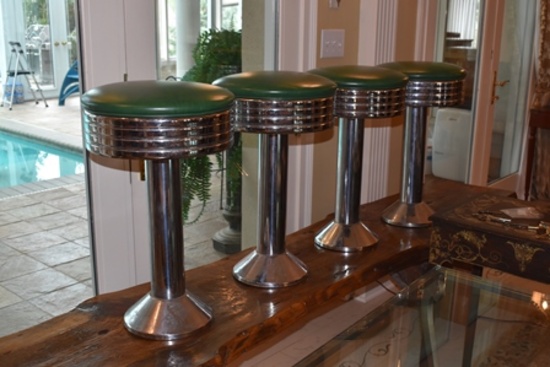 (4) DINER / SODA FOUNTAIN COUNTER STOOLS