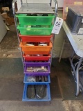 Rolling drawer/cart with rubber parts