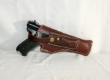 Ruger Mark I 22 Caliber Hand Gun With Leather Holster and Extra Clip. S/N 3