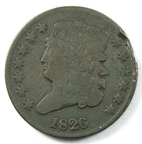 1826 U.S. Classic Head Half Cent. Planchet Flaw