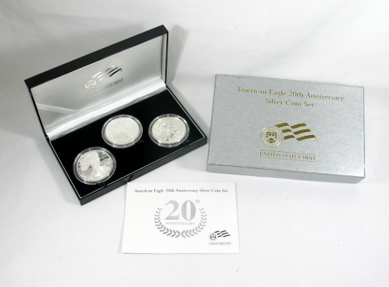 2006-W American Eagle 20th/Anniversary 3-Coin Silver Set with Box