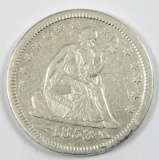 1853 Seated Liberty Quarter Dollar  with Arrows & Rays
