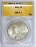 1880-S Morgan Silver Dollar Certified ANACS MS63