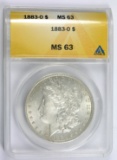 1883-O Morgan Silver Dollar Cerified ANACS MS63