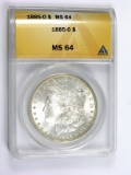 1885-O Morgan Silver Dollar Certified ANAS MS64