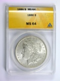 1886 Morgan Silver Dollar Certified ANACS MS64