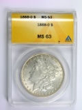 1888-O Morgan Silver Dollar Certified ANACS MS63