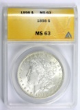 1898 Morgan Silver Dollar Certified ANACS MS63
