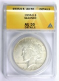 1935-S Peace Silver Dollar Certified ANACS AU55