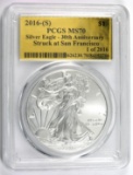 2016-S American Eagle Silver Dollar Certified PCGS MS70
