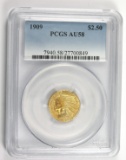 1909  $2½ GOLD INDIAN Certified PCGS AU58