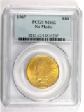 1907 $10 U.S.GOLD Indian Certified PCGS MS62  No Motto