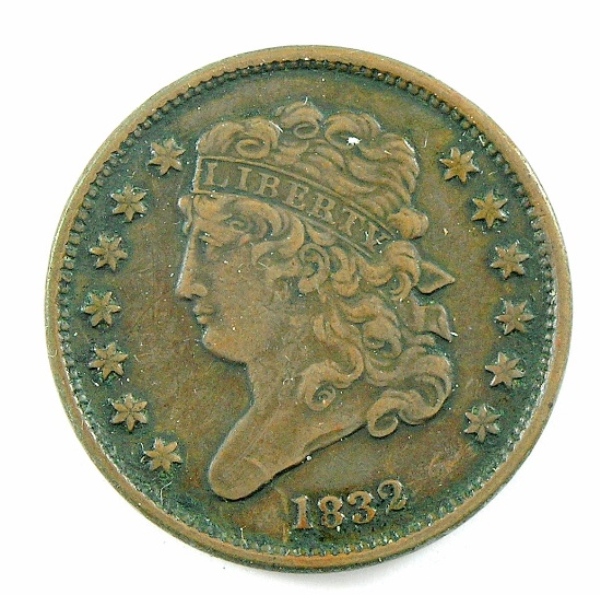 6.      1832 U.S. Classic Head Half Cent