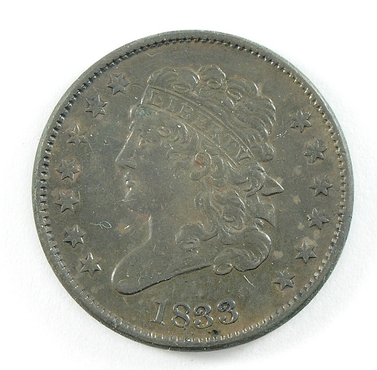 7.      1833 U.S. Classic Head Half Cent