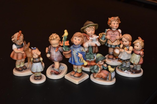 Eight vintage Hummel figurines, two with boxes