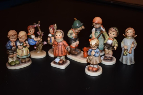 Nine vintage Hummel figurines