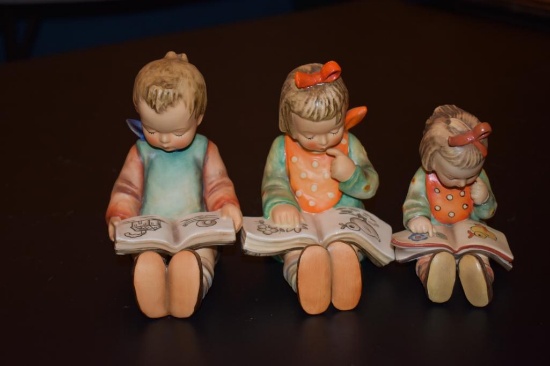 Set of three bookworm Hummel figurines