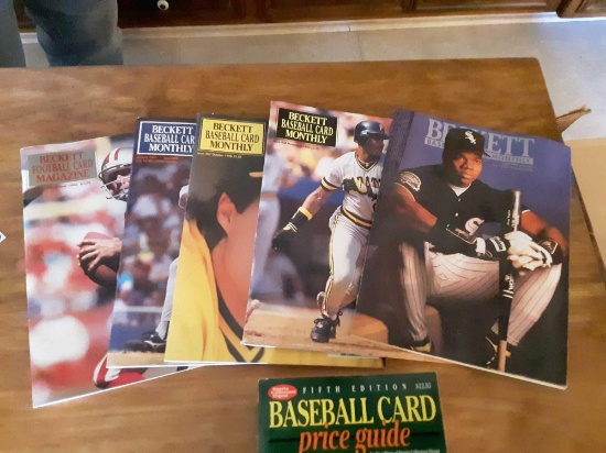 5th edition baseball card price guide and collection of Beckett baseball card monthly magazines from