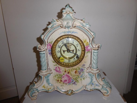 MAKER: Ansonia - Model: La Verdon - Dial: Porcelain - c. 1901 - Case: Royal Bonn Porcelain -