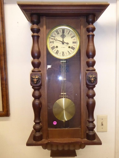 MAKER: Korean - Model: WaII Regulator - c. Late 20th Cent. - Case: Walnut stained wood Columns with