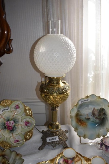 16" Brass Electrified Kerosene Table Lamp