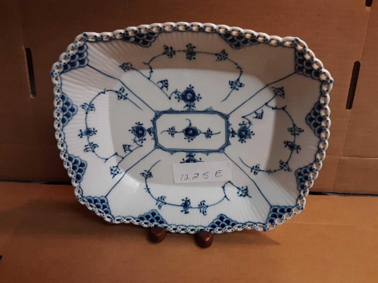 Royal Copenhagen Blue Fluted Full Lace Pierced China 10"Shallow Serving Dish