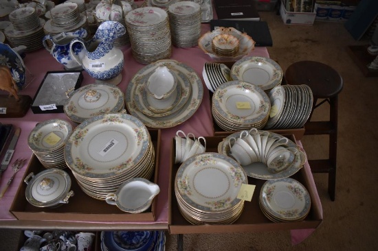 Dish Set, Rose China Pattern, Occupied Japan, Service for 12 (Missing 2 Pcs., Aprox 65 Pc. Set