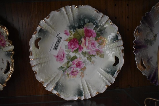RS Prussia 10" Plate, Roses w/Green Background & Gold Trim