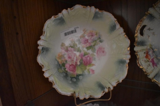 RS Prussia 9 1/2 Deep Bowl, Roses w/Green Background, & Gold Trim