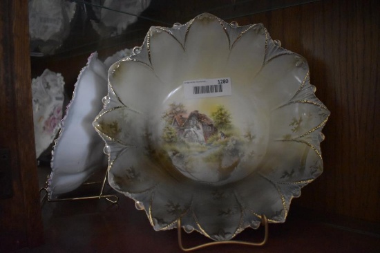 RS Prussia 10 1/2" Bowl, Deep, Country Mill & Stream Pattern