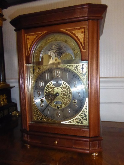 MAKER: AMS - Case: Walnut - Model: Mantel - c. Unknown - Movement: 8 Day Triple Chime w/calendar and