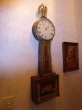 MAKER: Unknown Model: Banjo - c. mid 1800's Case: Mahogany/ Reverse painted glasses Dial: White w/