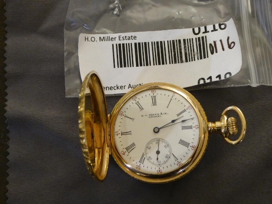 14 K Multi Colored Gold Engraved Ladies Pocket Watch; E.V. Roddin & Co. Working Order