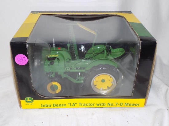 L.A. tractor w/ 7 D mower,1/16 scale, in box
