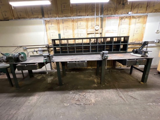 34" X 15' Work Bench W/ Storage Bins