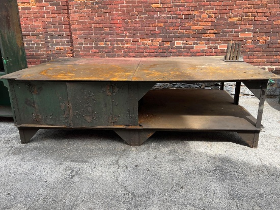 Metal Worktable W/ Cabinet