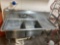 57-in stainless steel double bowl sink with right side counter