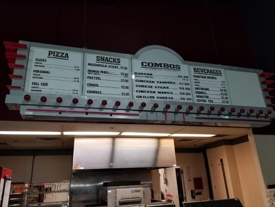 Lighted Cafe Menu Board W/ Red Bulbs Approx. 13? Length