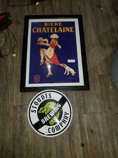 Bier Chateau and Stout Signs 1 Lot