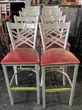 Gray Metal Bar Stools With Red Seats